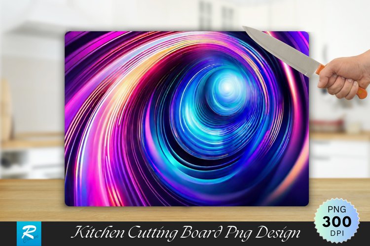 Abstract Neon Swirl Cutting Board Sublimation Design example image 1