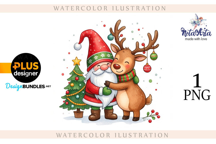 Watercolor Christmas Gnomes,Santa's gnomes example image 1