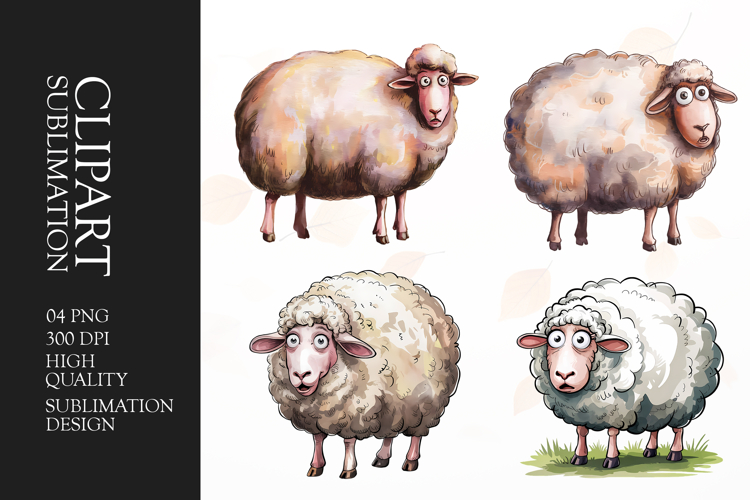 Grumpy Sheep watercolor clipart sublimation