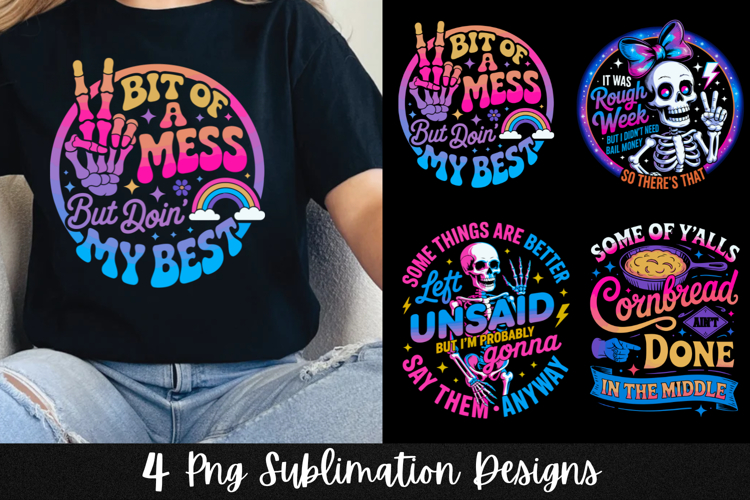 Funny Retro Skeletons Sarcastic 4 PNG Sublimation example image 1