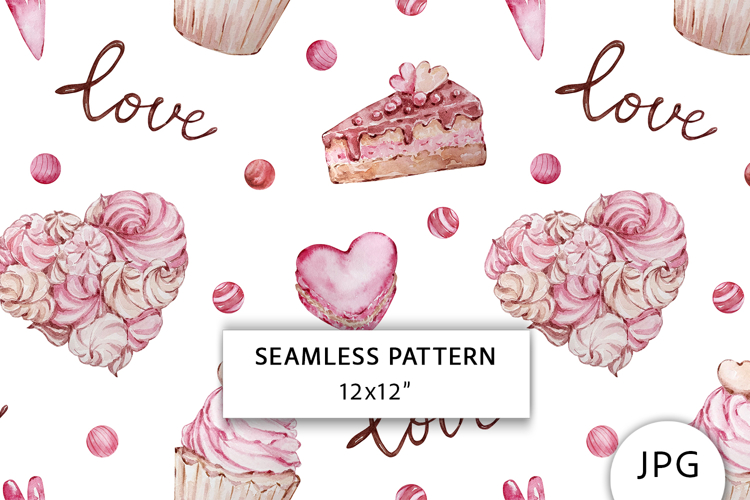 Sweets Heart Seamless Pattern, Valentines Digital Paper