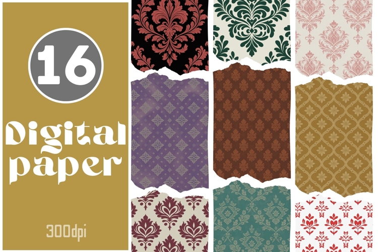 Vintage Damask Digital Paper Pack