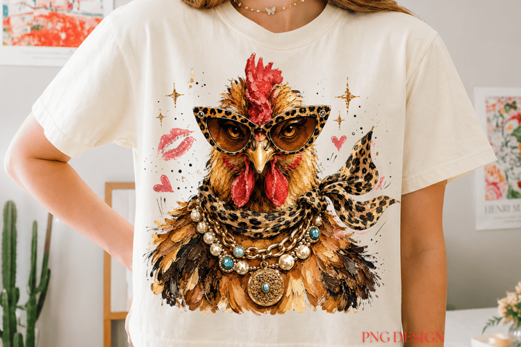 Funny Chicken PNG, Leopard Chicken Sublimation, Sassy Hen PN