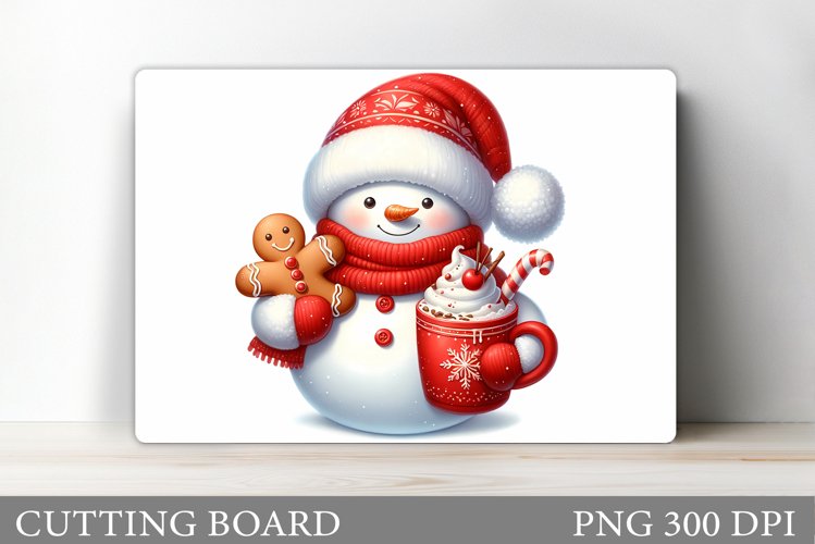 Snowman Cutting Board. Christmas Kitchen Cutting Board example image 1