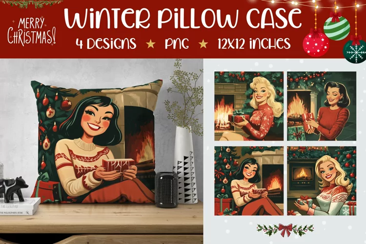 Cozy Christmas Pillowcase, Cartoon Christmas Pillow Case