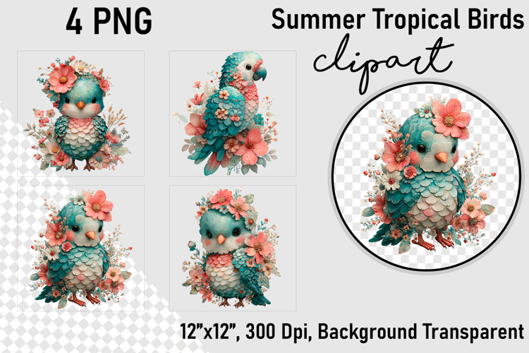 Summer Tropical Birds Clipart, Tropical Birds png