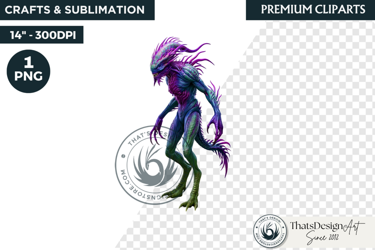 Halloween Acid Monster Clipart PNG Neon Fantasy Character