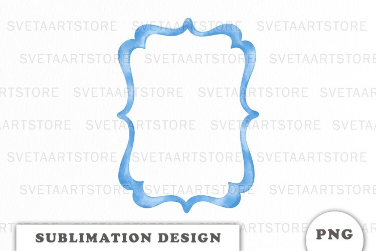 Watercolor Blue Frame png example image 1