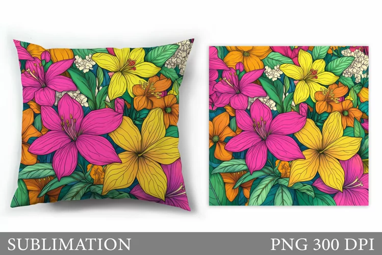 Flowers Sublimation. Wildflowers Pillow Sublimation