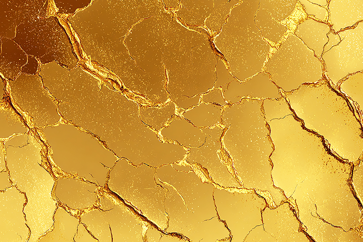 cracked golden surface with a metallic sheen and warm tones