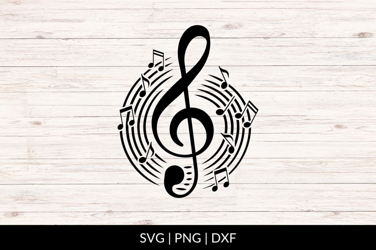 Hand Drawn Treble Clef Music Notes Circle SVG