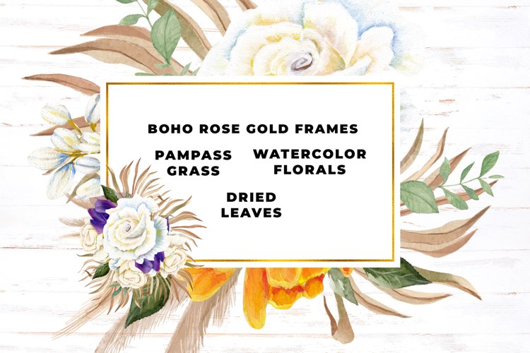 Watercolor Pampas Grass Gold Frames example image 1