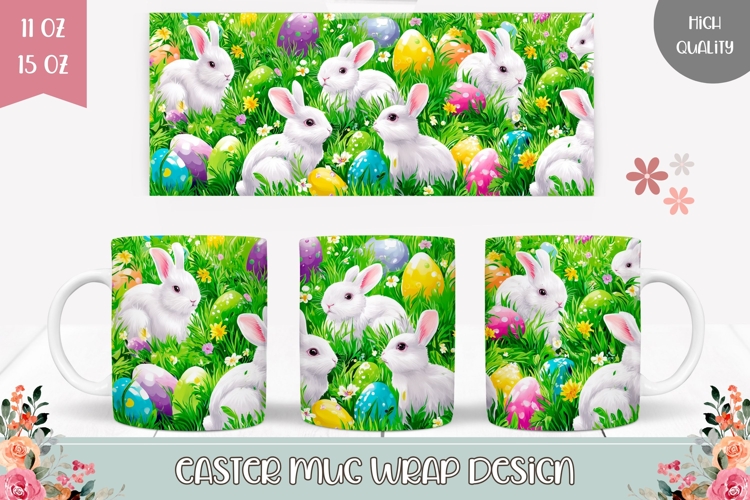 Cartoon Spring Mug Design, Easter Bunnies Mug Sublimation