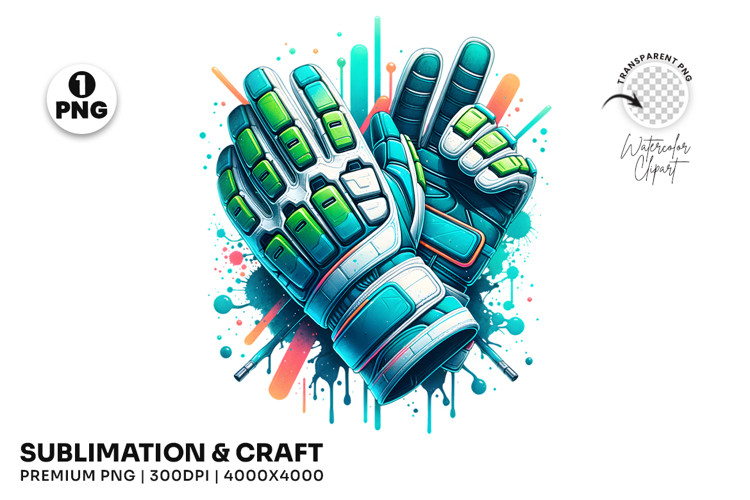 Soccer Goalkeeper Gloves Ball Splash PNG Sublimation Design