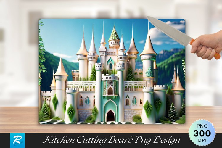 3D Castle Cutting Board Sublimation Design
