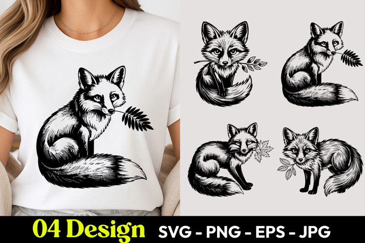 Cute Fox Cartoon SVG PNG example image 1