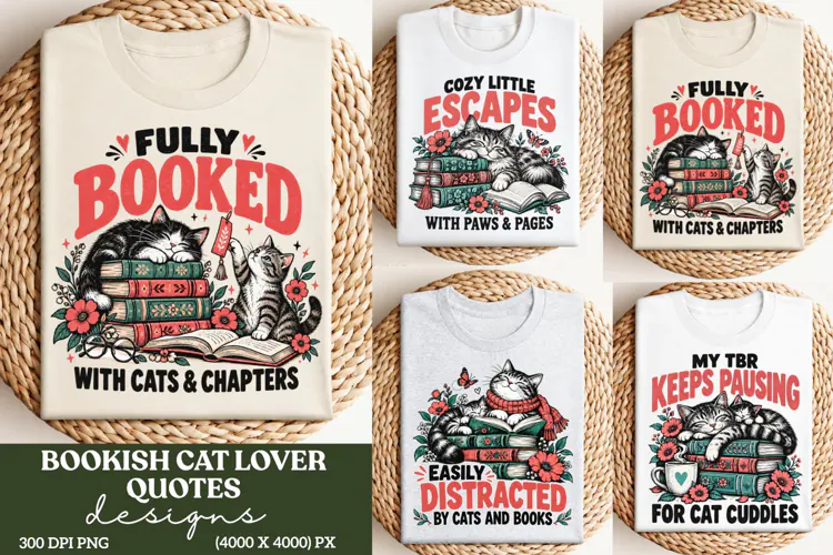 Fully Booked Cat Lover PNG, Cozy Cats and Books Reader PNG,