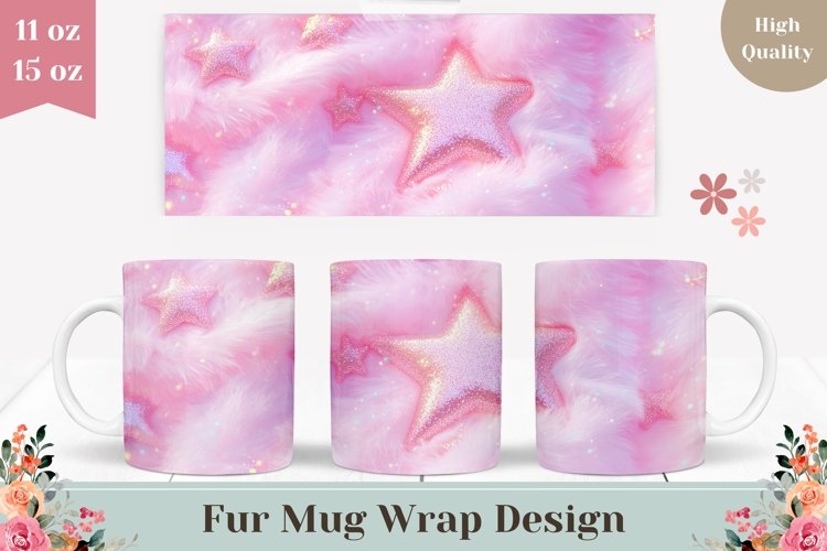 Pink Fur Mug Design, Pink Glitter Mug, Fur Texture