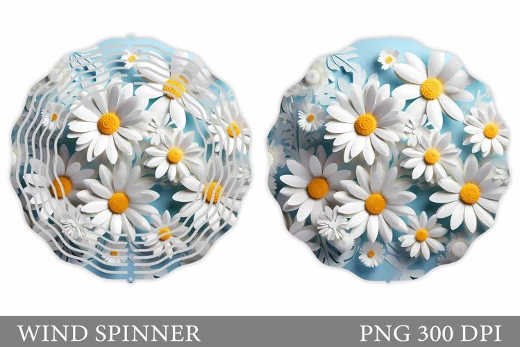 Flowers Wind Spinner Design. Daisy Flowers Wind Spinner