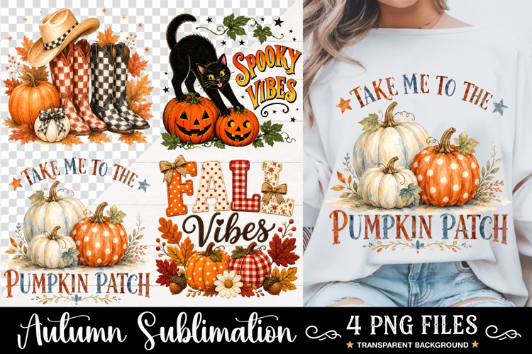 Autumn Sublimation, Fall Sublimation, Pumpkin Autumn PNG