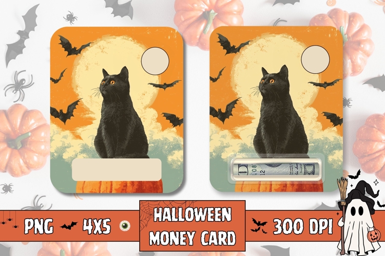 Halloween Cat Money Card, Printable Halloween, Gift Card