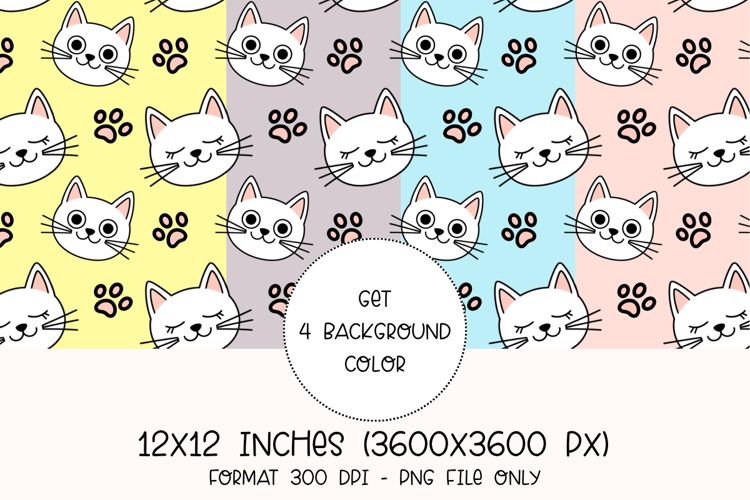 Cat Head Seamless Pattern Kawaii Kitten