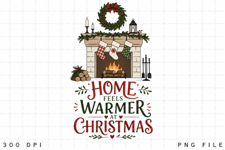 Home Feels Warmer At Christmas PNG Sublimation Design - Cozy