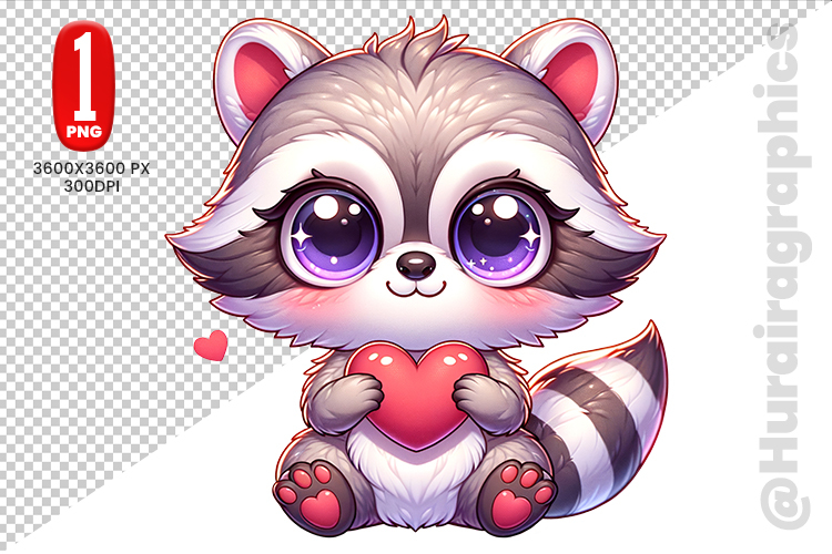 Cute Raccon Clipart - PNG File