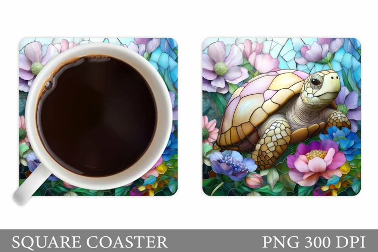 Turtle Square Coaster Design. Sea Turtle Coaster Sublimation