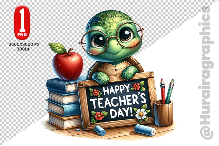 Cute Turtle Clipart - PNG File