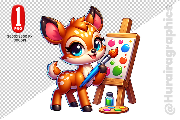 Cute Deer Clipart - PNG File