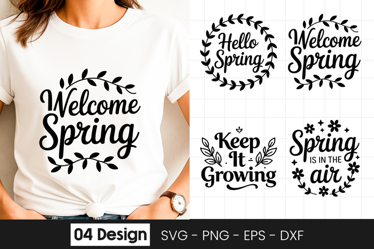 Welcome Spring Floral Quote SVG PNG