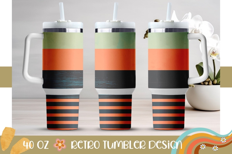Retro Tumbler Wrap, Retro Stripes 40 Oz Tumbler Wrap Design