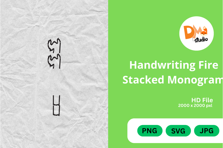 Handwriting Fire Stacked Monogram