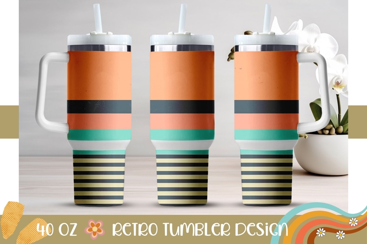 Retro Stripes Tumbler, Retro 40 Oz Tumbler Template