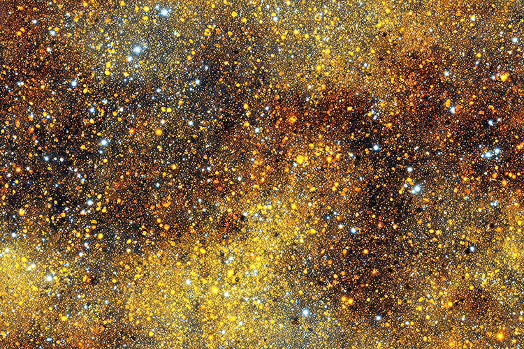 Gold Starfield Cosmic Background Shimmering Space Art