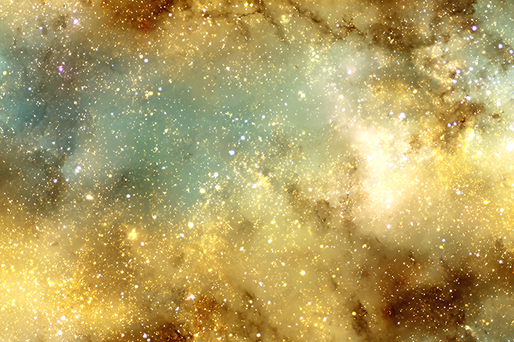Golden Galaxy Nebula Background Sparkling Space Art