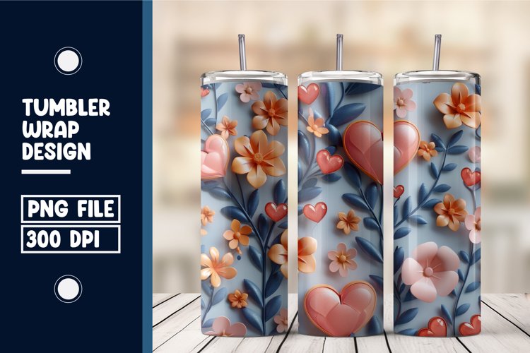 Heart Flower Tumbler Wrap Design example image 1