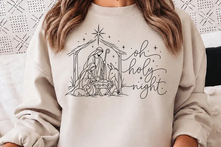 Joy Beneath the Guiding Star PNG, Shepherd and Lamb Christma