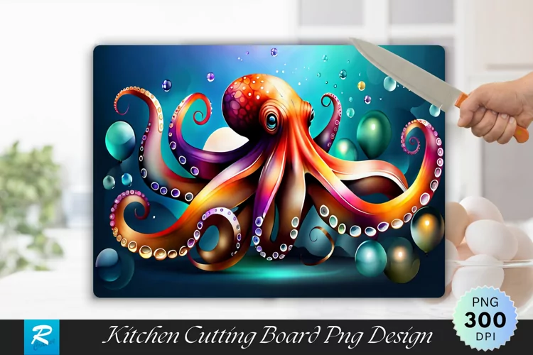 Octopus Cutting Board sublimation Design