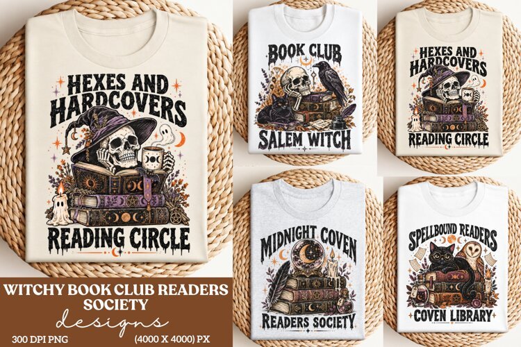 Witchy Book Club Reading Circle PNG, Hexes and Hardcovers Go example image 1