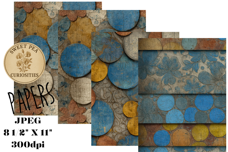 Blue, Grunge, Mixed Media, Papers, Junk Journal