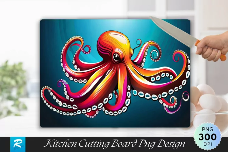 Octopus Cutting Board sublimation Design
