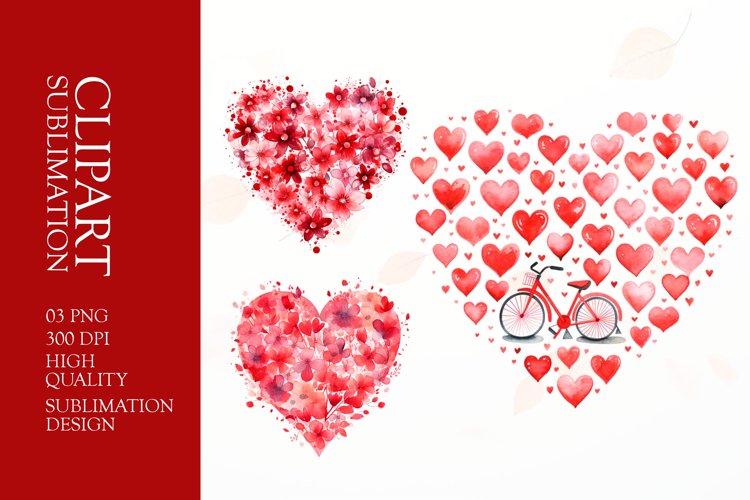 Valentines Day watercolor Heart pattern Clipart