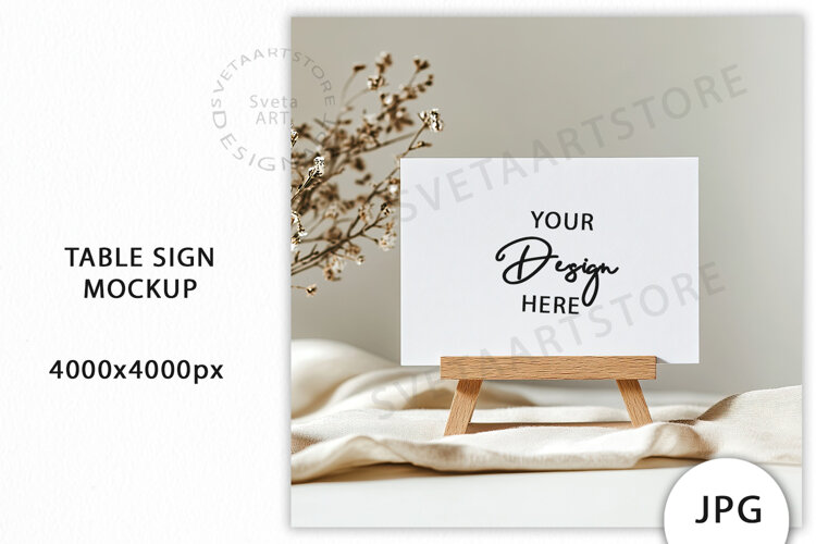 Table Sign Mockup JPG example image 1
