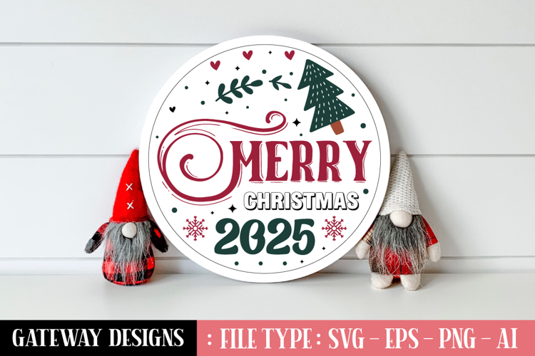 Merry Christmas 2025 Round Sign Designs