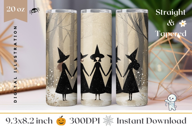 Halloween Witches Tumbler, Cartoon Witch Tumbler Wrap