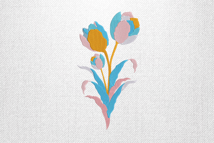 Colorful Tulip Bouquet Embroidery Design
