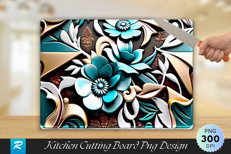 3D Flowers Cutting Board Sublimation Design example image 1