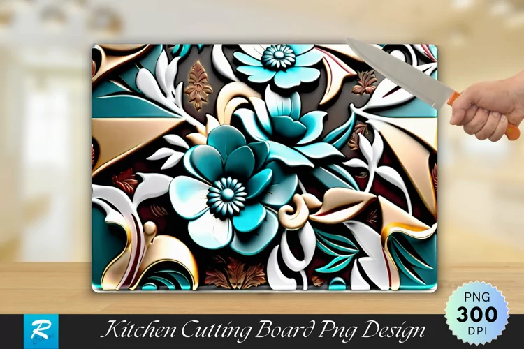 3D Flowers Cutting Board Sublimation Design